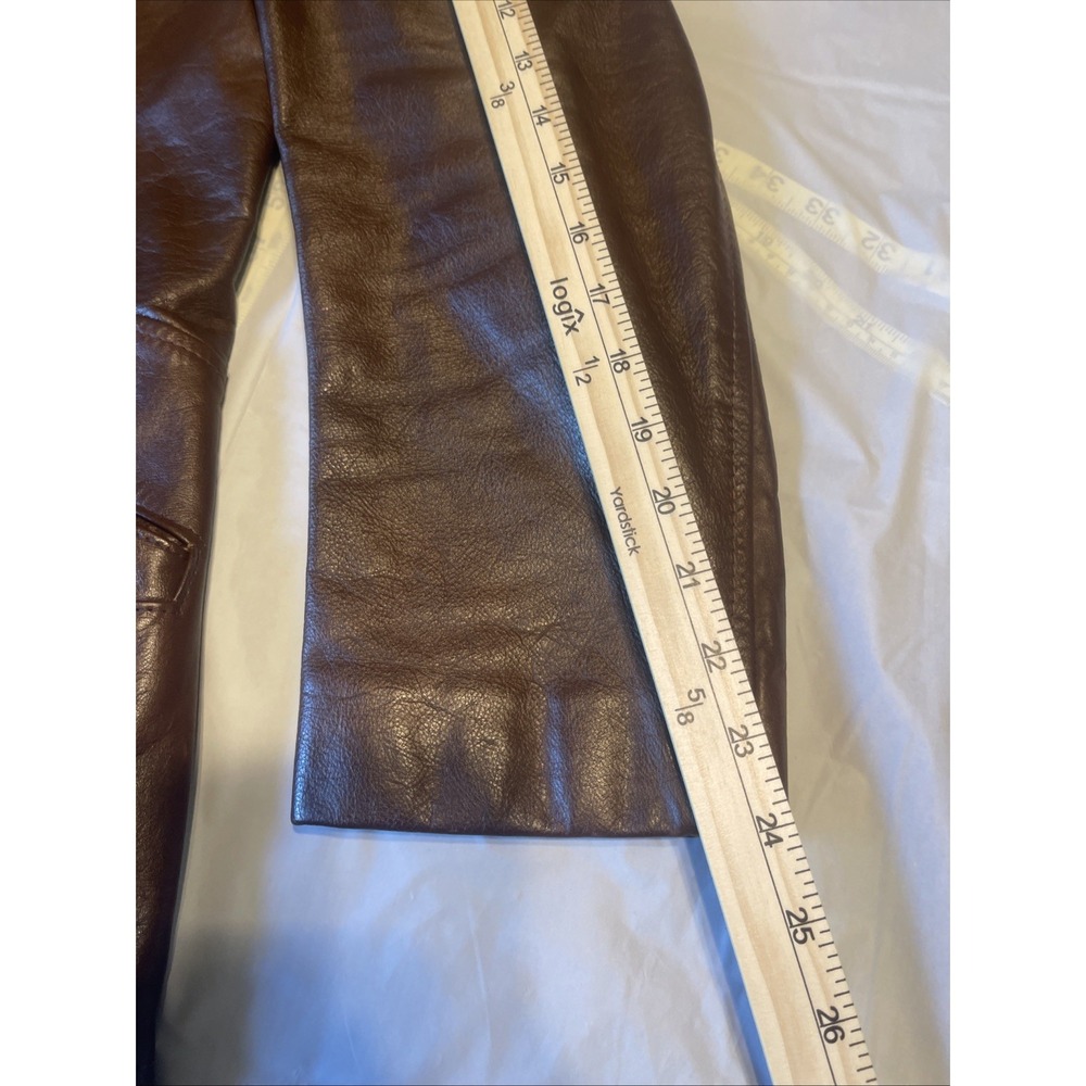 Vintage Men Leather Blazer Size 38 Brown 3 Bottons - Picture 14 of 16